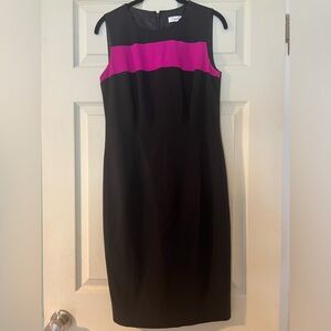 Calvin Klein Petite Pink And Black Colorblock Sleeveless Dress Size 4P